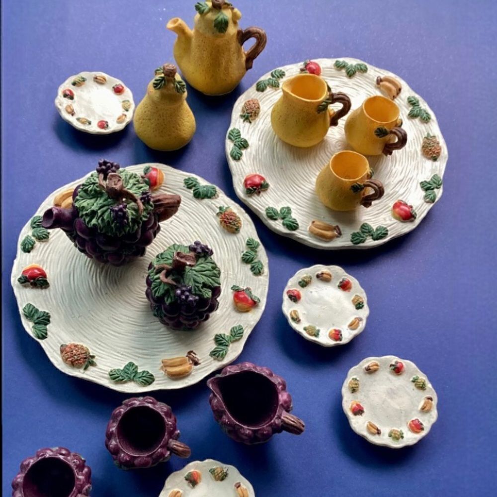 Vintage Miniature Harvest Fruit Tea Set